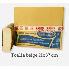 TOALLA INTERC. BEIGE 21X37 SOFT CLEAN X2500
